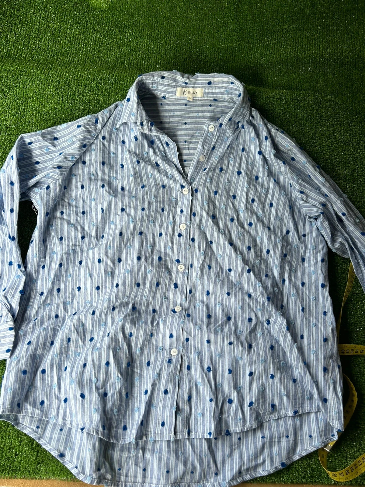 Witte blauwe gestreepte kilky-shirt maat L 100% katoen – photo 2